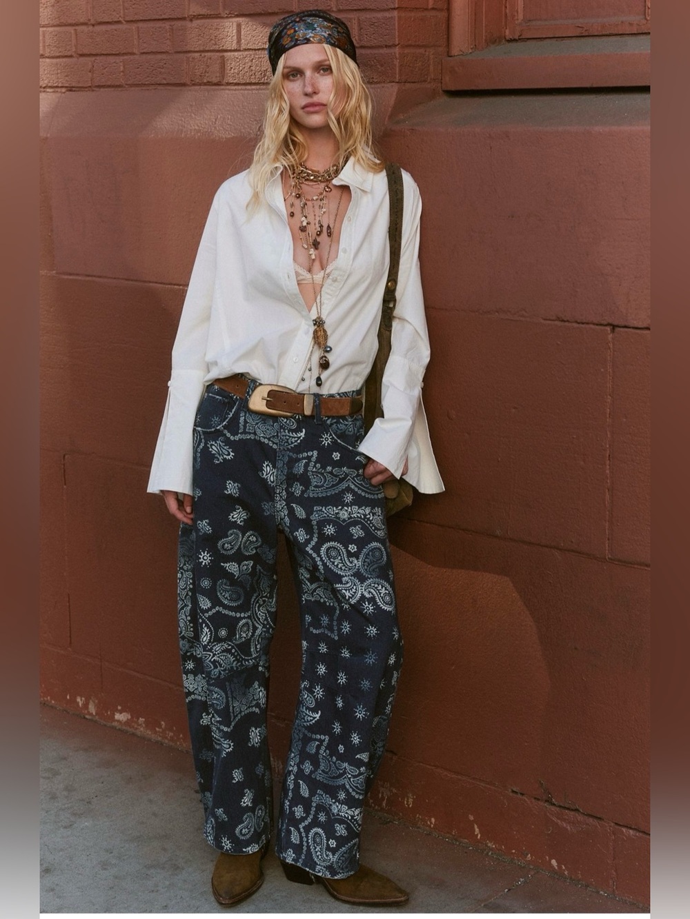 We The Free Good Luck Navy Bandana Print Jeans 25S / 25P